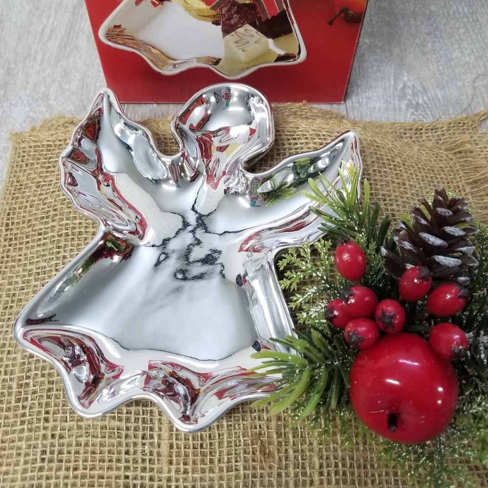 Shiny Silver Angel Shaped Candy Dish